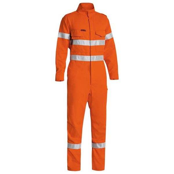 Bisley Tencate Tecasafe Taped Hi Vis FR Lightweight Engineered Coverall With Full Gusset Sleeve Cuff (BC8185T) - Ace Workwear