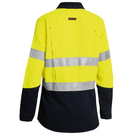 Bisley Tencate Tecasafe Plus Womens Taped Two Tone Hi Vis FR Vented Long Sleeve Shirt With Action Back Panel and Underarm Ventilation (BL8082T) - Ace Workwear