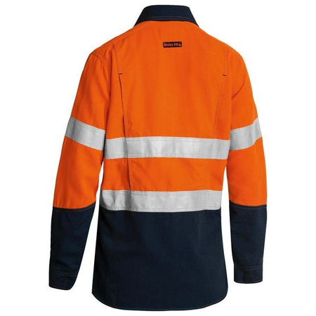 Bisley Tencate Tecasafe Plus Womens Taped Two Tone Hi Vis FR Vented Long Sleeve Shirt With Action Back Panel and Underarm Ventilation (BL8082T) - Ace Workwear