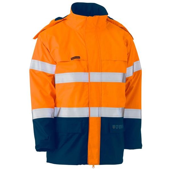 Bisley Taped Two Tone Hi Vis FR Wet Weather Shell Jacket (BJ8110T) - Ace Workwear