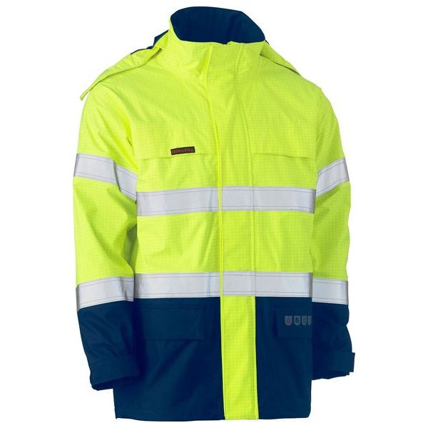 Bisley Taped Two Tone Hi Vis FR Wet Weather Shell Jacket (BJ8110T) - Ace Workwear