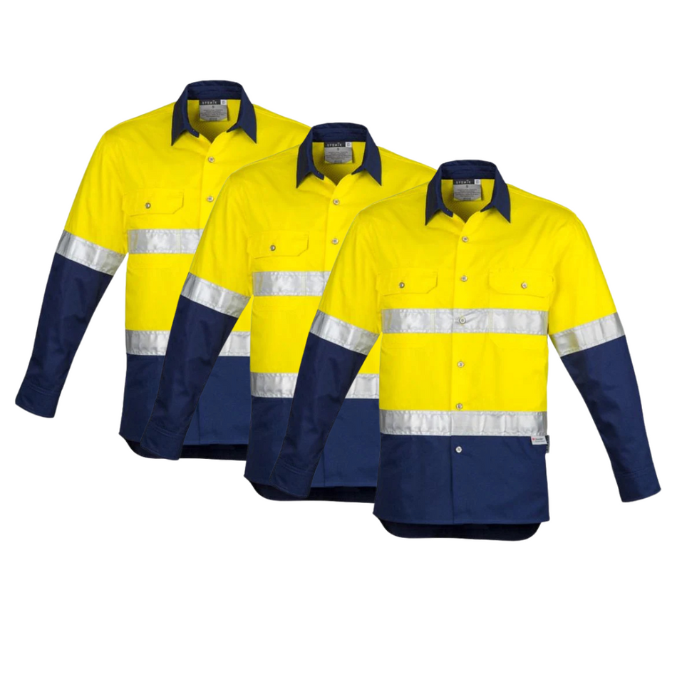 Tradies Value Pack - 3x Syzmik Mens Hi Vis Spliced Industrial Shirt - Hoop Taped (ZW123)