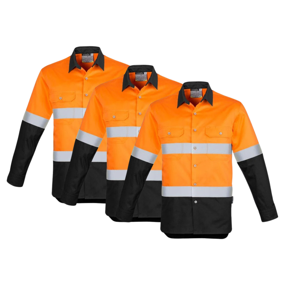 Tradies Value Pack - 3x Syzmik Mens Hi Vis Spliced Industrial Shirt - Hoop Taped (ZW123)