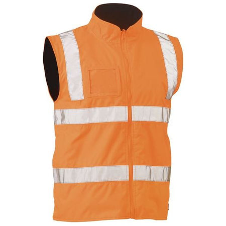 Bisley Reversible Taped Hi Vis Rail Wet Weather Vest (BK0364T) - Ace Workwear