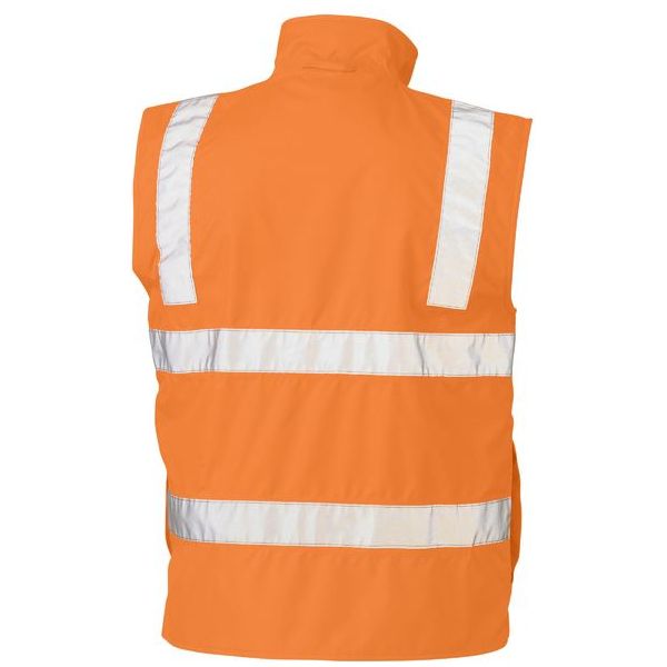 Bisley Reversible Taped Hi Vis Rail Wet Weather Vest (BK0364T) - Ace Workwear