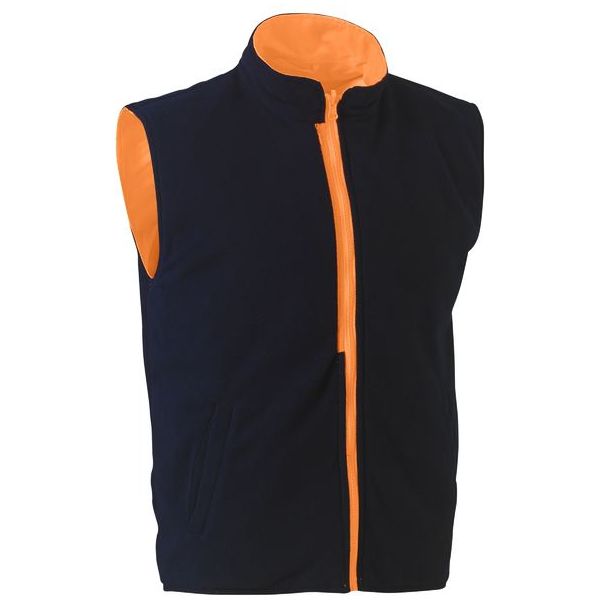 Bisley Reversible Taped Hi Vis Rail Wet Weather Vest (BK0364T) - Ace Workwear