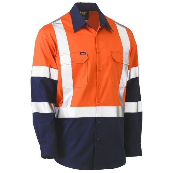 Bisley X Taped Two Tone Hi Vis Cool Lightweight Long sleeve Shirt (BS6696XT) - Ace Workwear