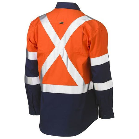 Bisley X Taped Two Tone Hi Vis Cool Lightweight Long sleeve Shirt (BS6696XT) - Ace Workwear