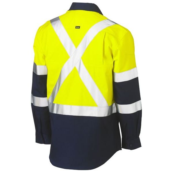 Bisley X Taped Two Tone Hi Vis Cool Lightweight Long sleeve Shirt (BS6696XT) - Ace Workwear