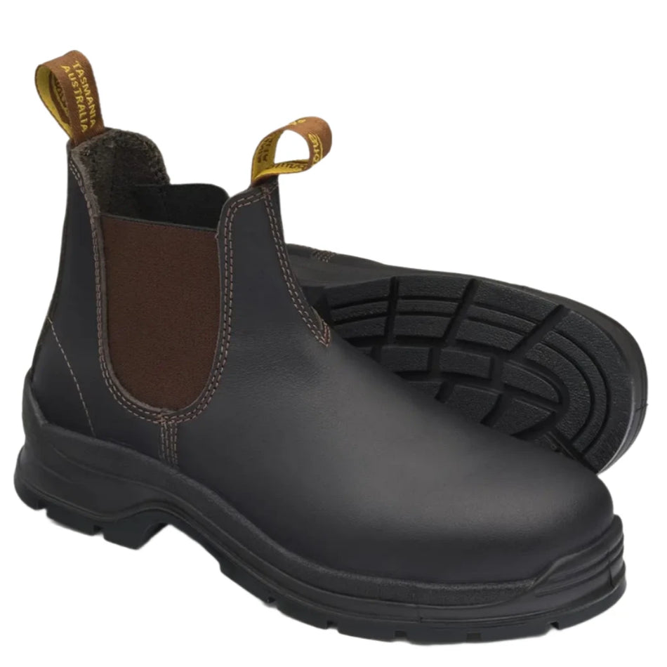 Blundstone Brown Waxy Leather Elastic Side Steel Cap Safety Boot (311) (Per Order) - Ace Workwear