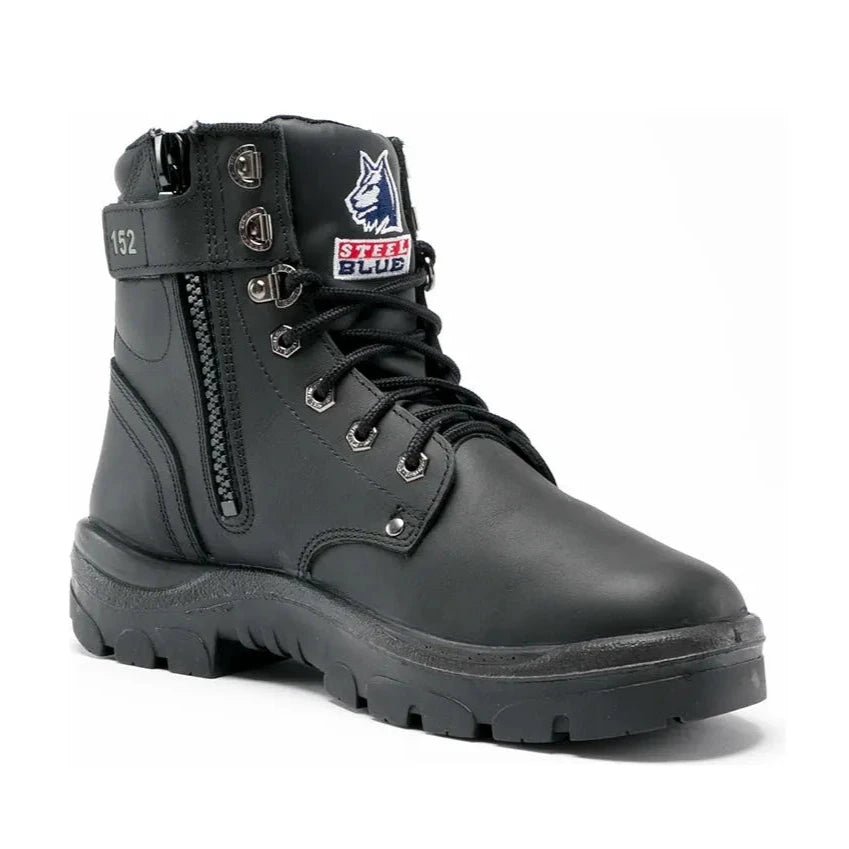 Steel Blue Black Argyle Zip Sided Lace Up Steel Cap Safety Boot (312152) (Pre-Order) - Ace Workwear