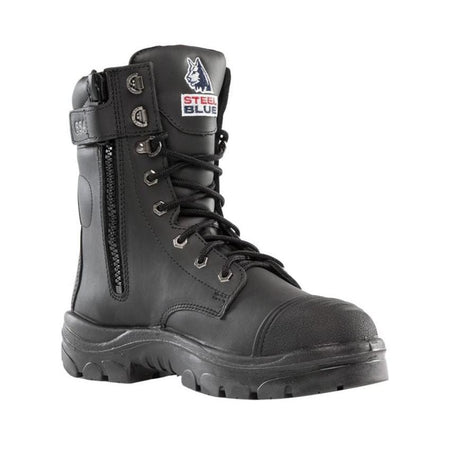 Steel Blue Black Portland Zip Sided Lace Up Steel Toe Cap Safety Boot With Scuff Cap (312654) (Pre-Order) - Ace Workwear