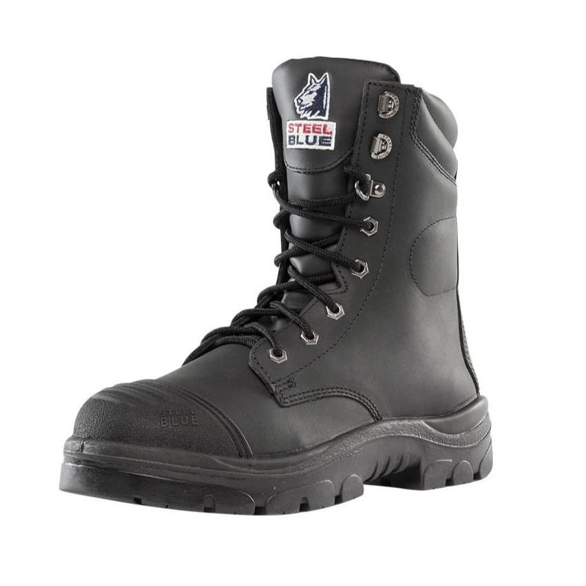 Steel Blue Black Portland Zip Sided Lace Up Steel Toe Cap Safety Boot With Scuff Cap (312654) (Pre-Order) - Ace Workwear