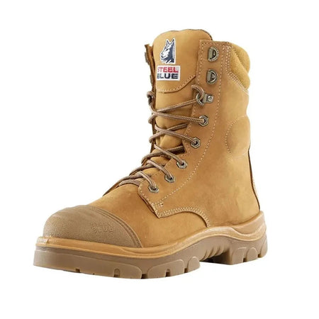 Steel Blue Wheat Portland Zip Sided Lace Up Steel Toe Cap Safety Boot With Scuff Cap (312654) (Pre-Order) - Ace Workwear