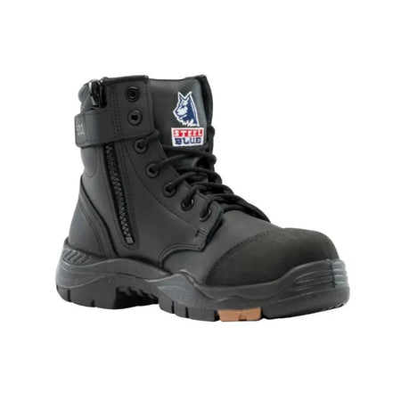 Steel Blue Black Argyle Zip Sided Lace Up Composite Toe Cap Safety Boot With Scuff Cap (317532) (Pre-Order) - Ace Workwear