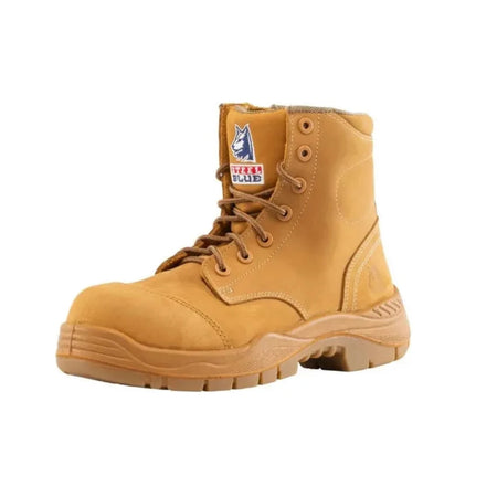 Steel Blue Wheat Argyle Zip Sided Lace Up Composite Toe Cap Safety Boot With Scuff Cap(317532) (Pre-Order) - Ace Workwear