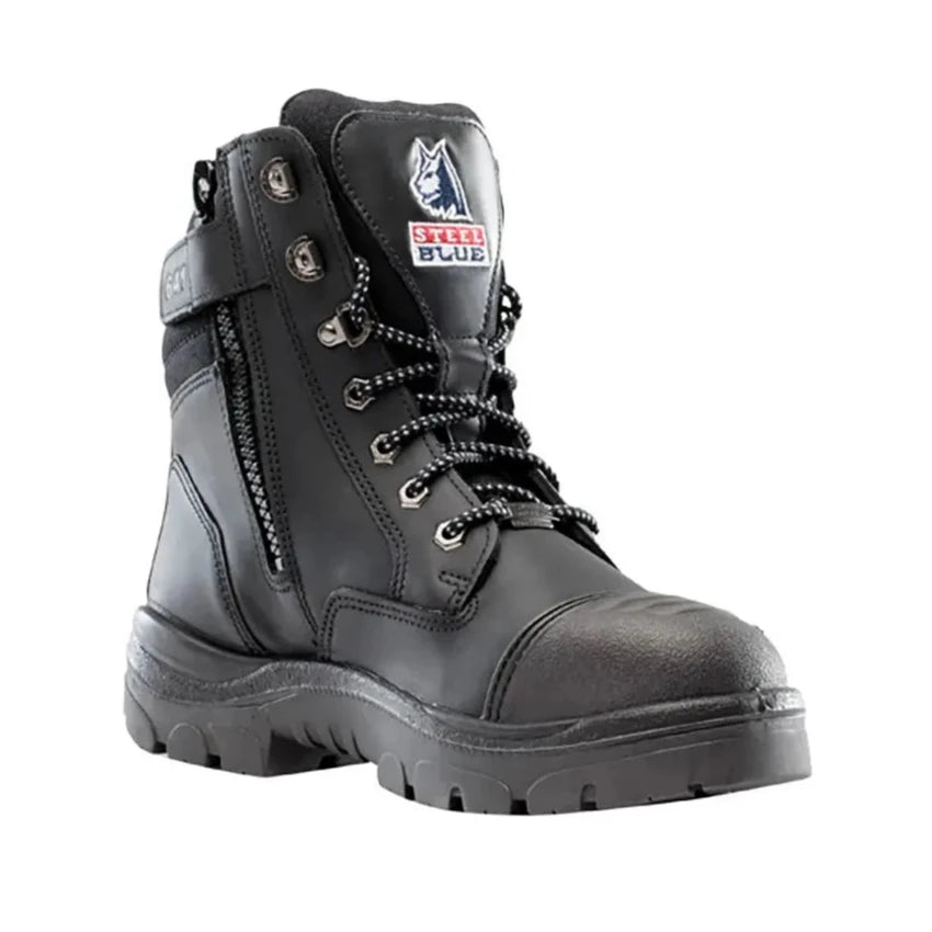 Steel Blue Black Southern Cross GraphTEC Zip Sided Lace Up Safety Boot With Graphene Scuff Cap (319641) (Pre-Order) - Ace Workwear