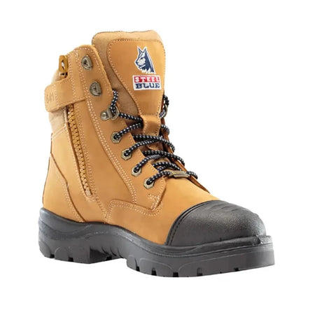 Steel Blue Wheat Southern Cross GraphTEC Zip Sided Lace Up Steel Toe Cap Safety Boot With Graphene Scuff Cap (319641) (Pre-Order) - Ace Workwear