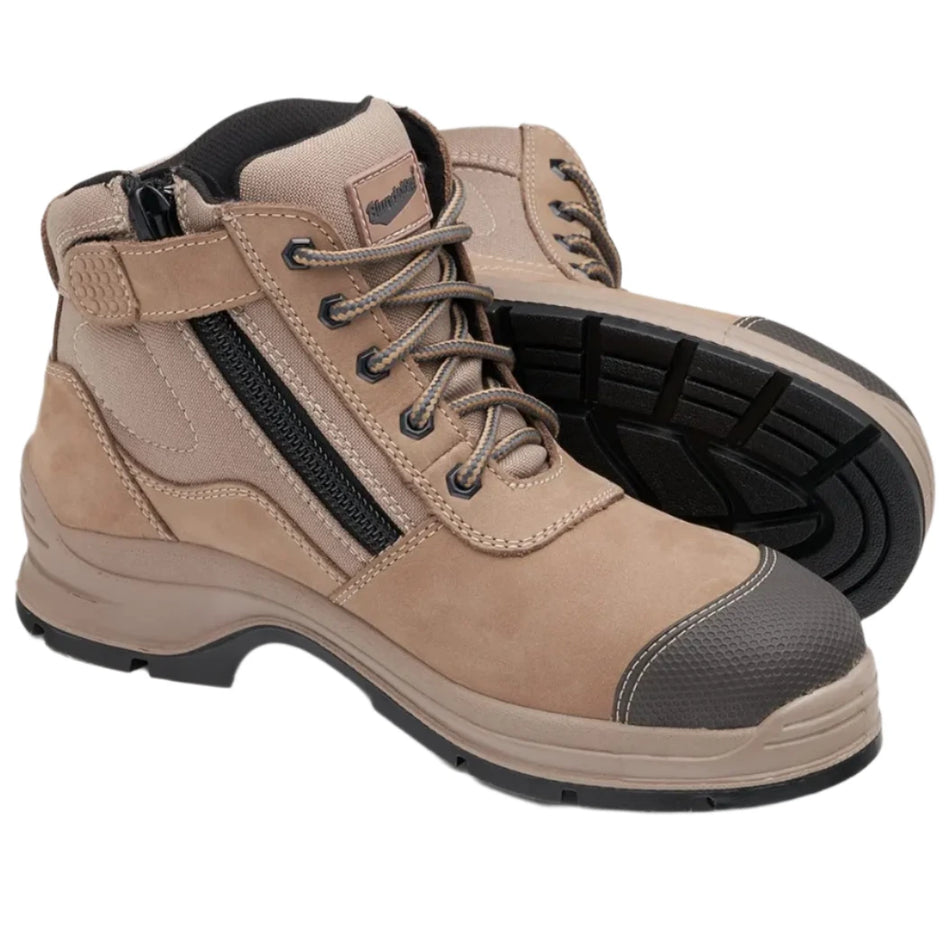 Blundstone Stone Nubuck Zip Side Ankle Hiker Steel Cap Safety Boot (325) (Pre Order) - Ace Workwear