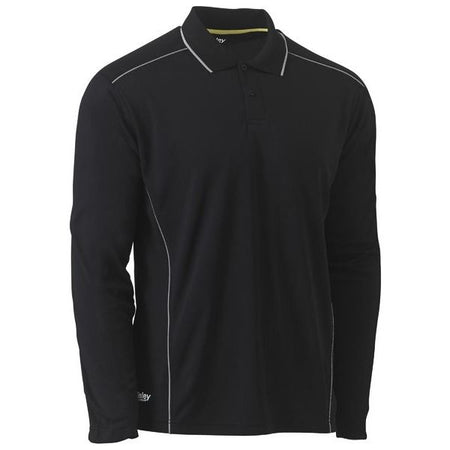 Bisley Cool Mesh Long Sleeve Polo Shirt With Reflective Piping (BK6425) - Ace Workwear