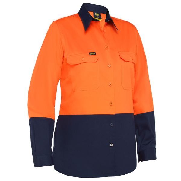 Bisley Womens Cool Lightweight Hi Vis Drill Shirt (BL6895)