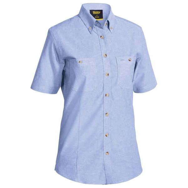 Bisley Womens Short Sleeve Chambray Shirt (BL1407) - Ace Workwear