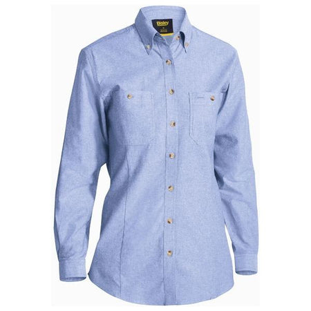 Bisley Womens Long Sleeve Chambray Shirt (BL6407) - Ace Workwear