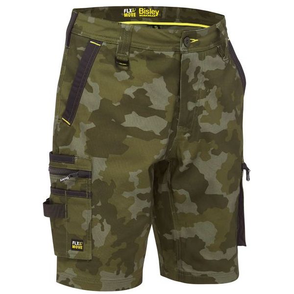 Bisley Flx & Move Stretch Canvas Camo Cargo Shorts (BSHC1337)