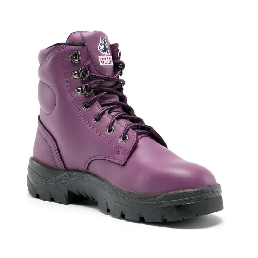 Steel Blue Purple Argyle Ladies Lace up Steel Toe Cap Safety Boot (512702) (Pre-Order) - Ace Workwear