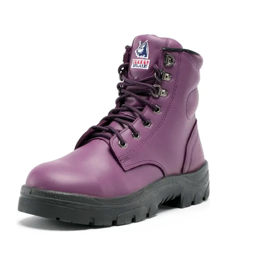 Steel Blue Purple Argyle Ladies Lace up Steel Toe Cap Safety Boot (512702) (Pre-Order) - Ace Workwear