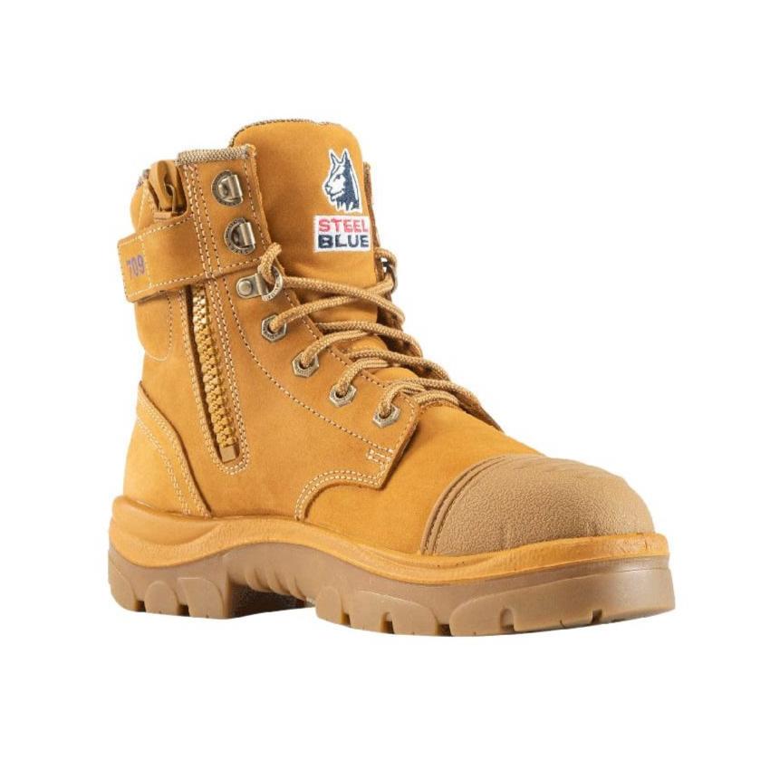 Steel Blue Wheat Ladies Argyle Zip Sided Lace Up Steel Toe Cap Safety Boot With Scuff Cap (512709) (Pre-Order) - Ace Workwear