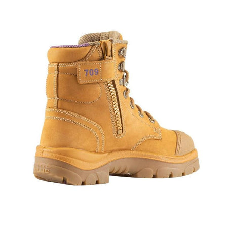 Steel Blue Wheat Ladies Argyle Zip Sided Lace Up Steel Toe Cap Safety Boot With Scuff Cap (512709) (Pre-Order) - Ace Workwear