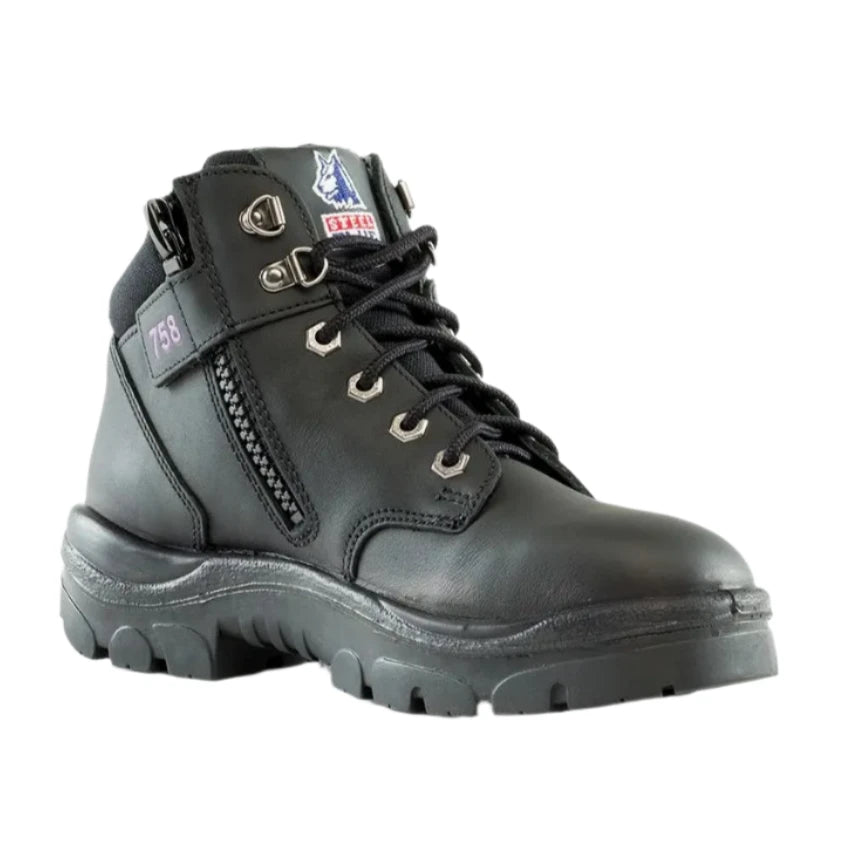 Steel Blue Black Ladies Parkes Zip Sided Lace Up Steel Toe Cap Safety Boot (512758) (Pre-Order) - Ace Workwear