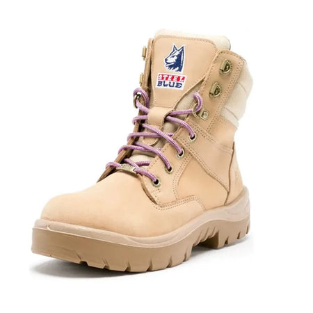 Steel Blue Sand Ladies Southern Cross Zip Sided Lace Up Steel Toe Cap Safety Boot (522761) (Pre-Order) - Ace Workwear