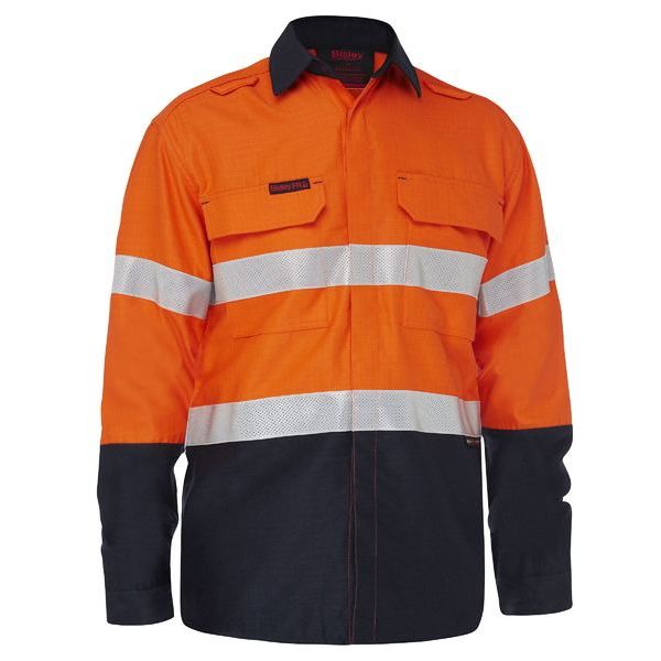 Bisley Apex 160 Taped Hi Vis FR Ripstop Vented Shirt (BS8338T) - Ace Workwear