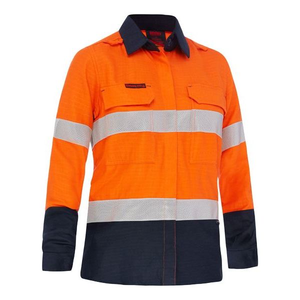 Bisley Apex 160 Womens Taped Hi Vis FR Ripstop Vented Shirt (BL8338T)