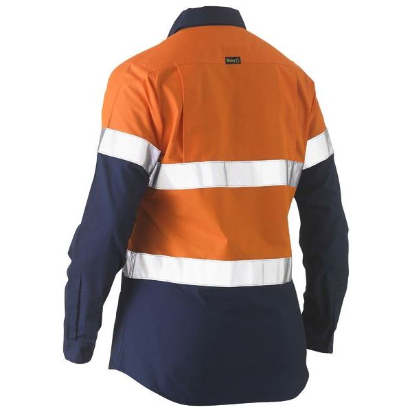 Bisley Womens Taped Two Tone Hi Vis Recycled Drill Shirt (BL6996T)