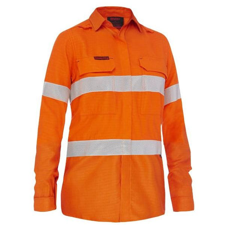 Bisley Apex 185 Womens Taped Hi Vis Ripstop FR Vented Shirt (BL8439T) - Ace Workwear