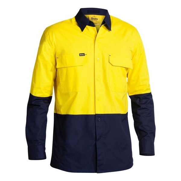 Bisley New Modern Fit Two Tone Hi Vis X Airflow Ripstop Work Shirt With Ventilation (BS6415) - Ace Workwear