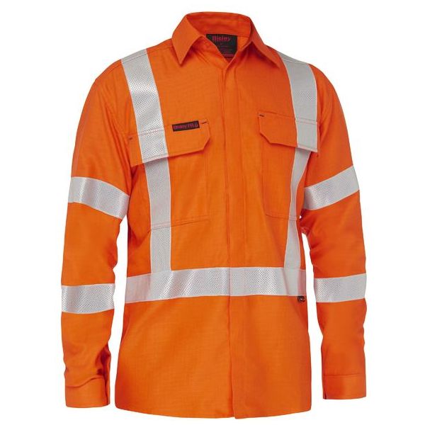 Bisley Apex 185 Taped Biomotion Hi Vis FR Ripstop Vented Shirt (BS8439XT)