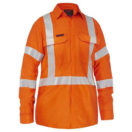 Bisley Apex 185 Womens X Taped Biomotion Hi Vis FR Ripstop Vented Shirt (BL8439XT) - Ace Workwear