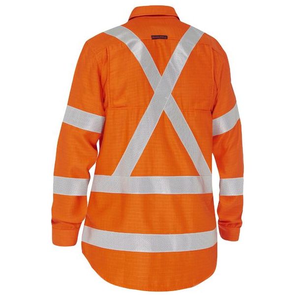 Bisley Apex 185 Womens X Taped Biomotion Hi Vis FR Ripstop Vented Shirt (BL8439XT)