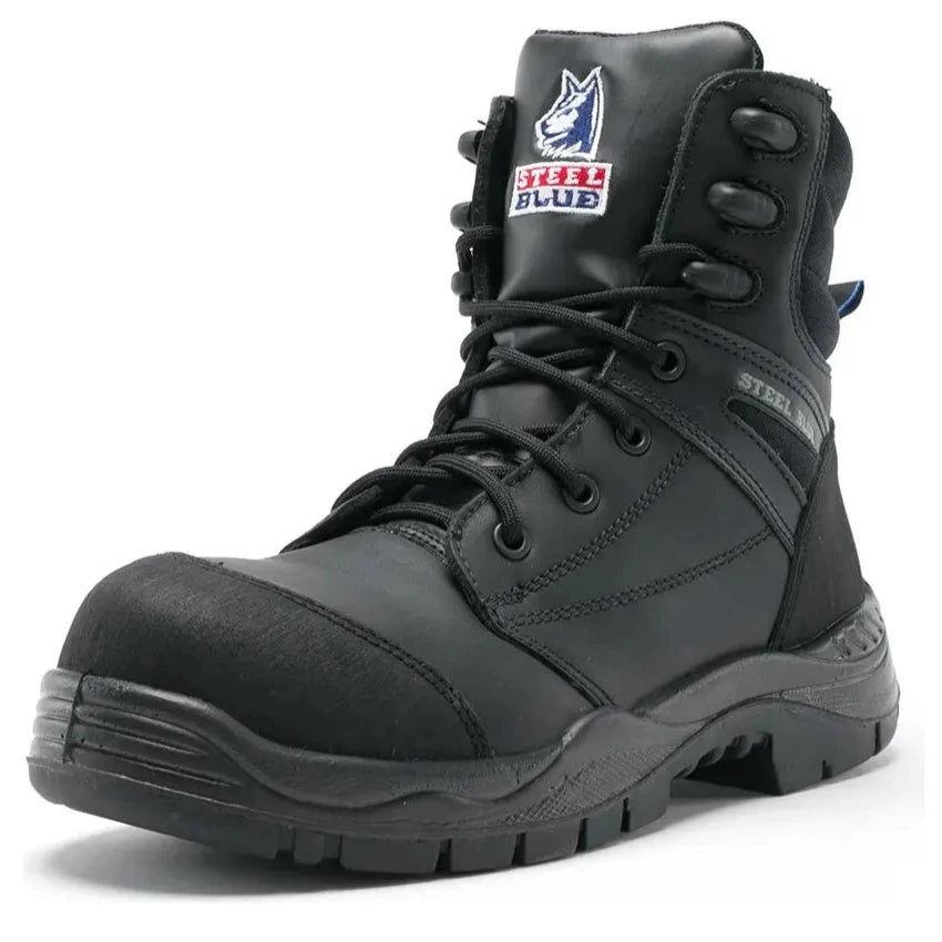 Steel Blue Black Torquay Zip Sided Lace Up Composite Toe Cap Safety Boot With Scuff Cap (617539) (Pre-Order) - Ace Workwear