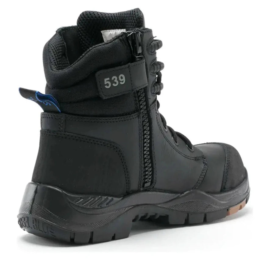 Steel Blue Black Torquay Zip Sided Lace Up Composite Toe Cap Safety Boot With Scuff Cap (617539) (Pre-Order) - Ace Workwear