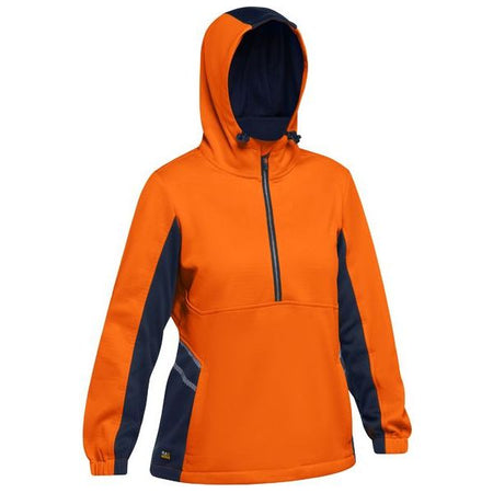 Bisley Women's Hi Vis Liquid Repellent Fleece 1/2 Zip Hoodie (BKL6571) - Ace Workwear