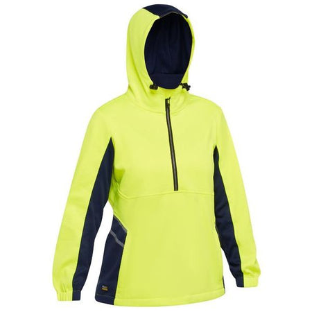 Bisley Women's Hi Vis Liquid Repellent Fleece 1/2 Zip Hoodie (BKL6571) - Ace Workwear