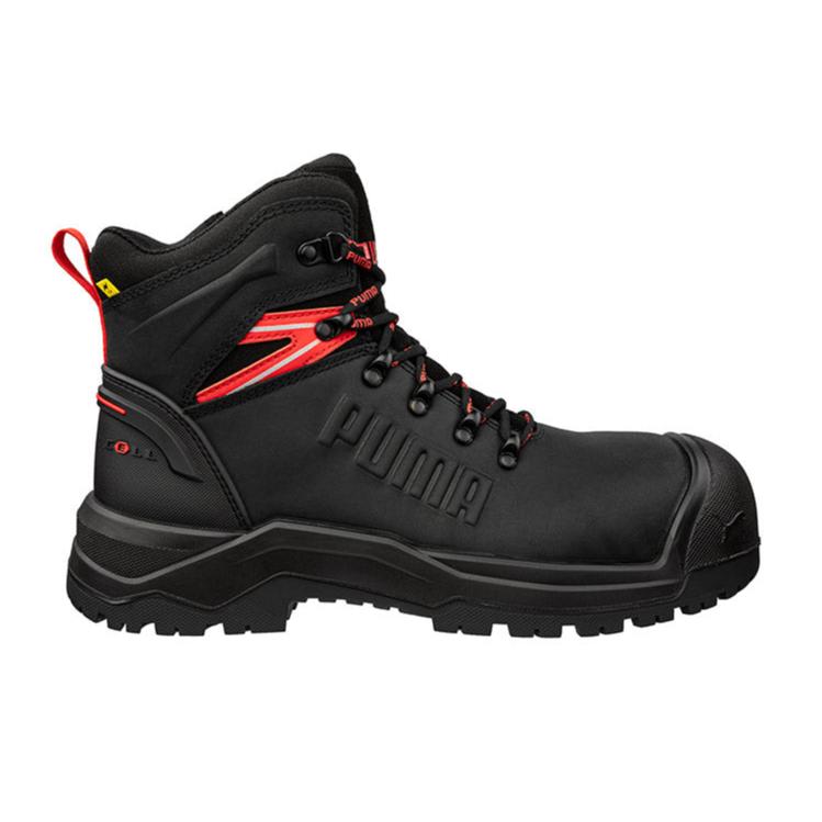 Puma Black Iron HD Mid Fibreglass Toe Cap Zip Sided Lace Up Safety Boot With Scuff Cap (632747) (Pre Order) - Ace Workwear