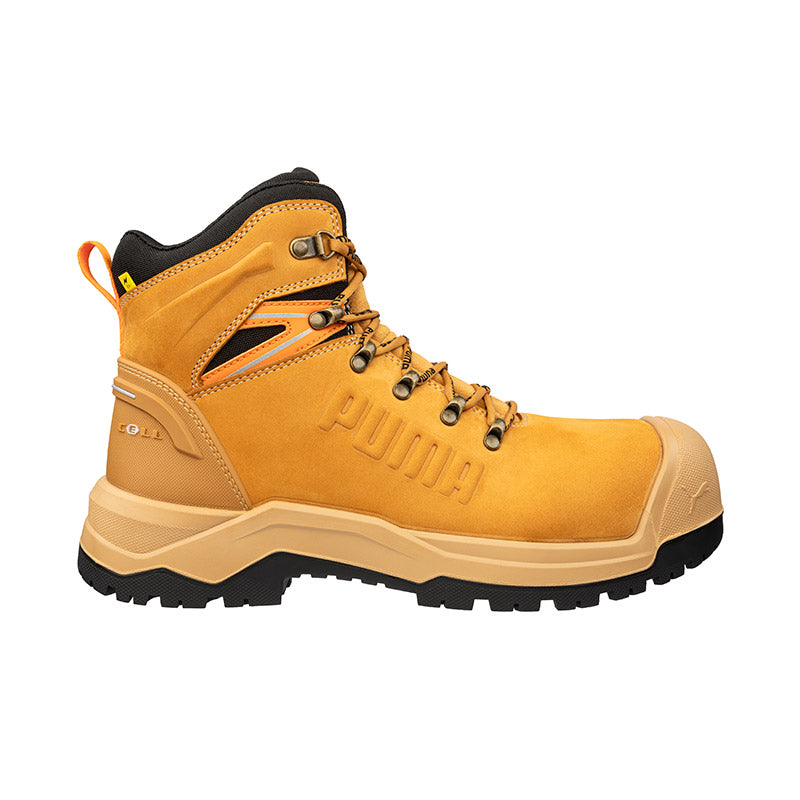 Puma Wheat Iron HD Mid Fibreglass Toe Cap Zip Sided Lace Up Safety Boot With Scuff Cap (632767) (Pre Order) - Ace Workwear