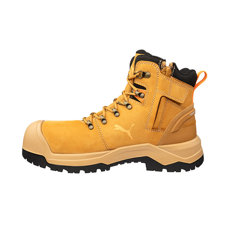 Puma Wheat Iron HD Mid Fibreglass Toe Cap Zip Sided Lace Up Safety Boot With Scuff Cap (632767) (Pre Order) - Ace Workwear