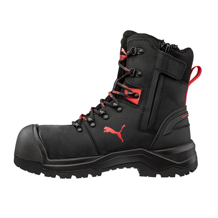 Puma Black Iron HD 8″ Fibreglass Toe Cap Zip Sided Lace Up Safety Boot With Scuff Cap (632777)(Pre Order) - Ace Workwear